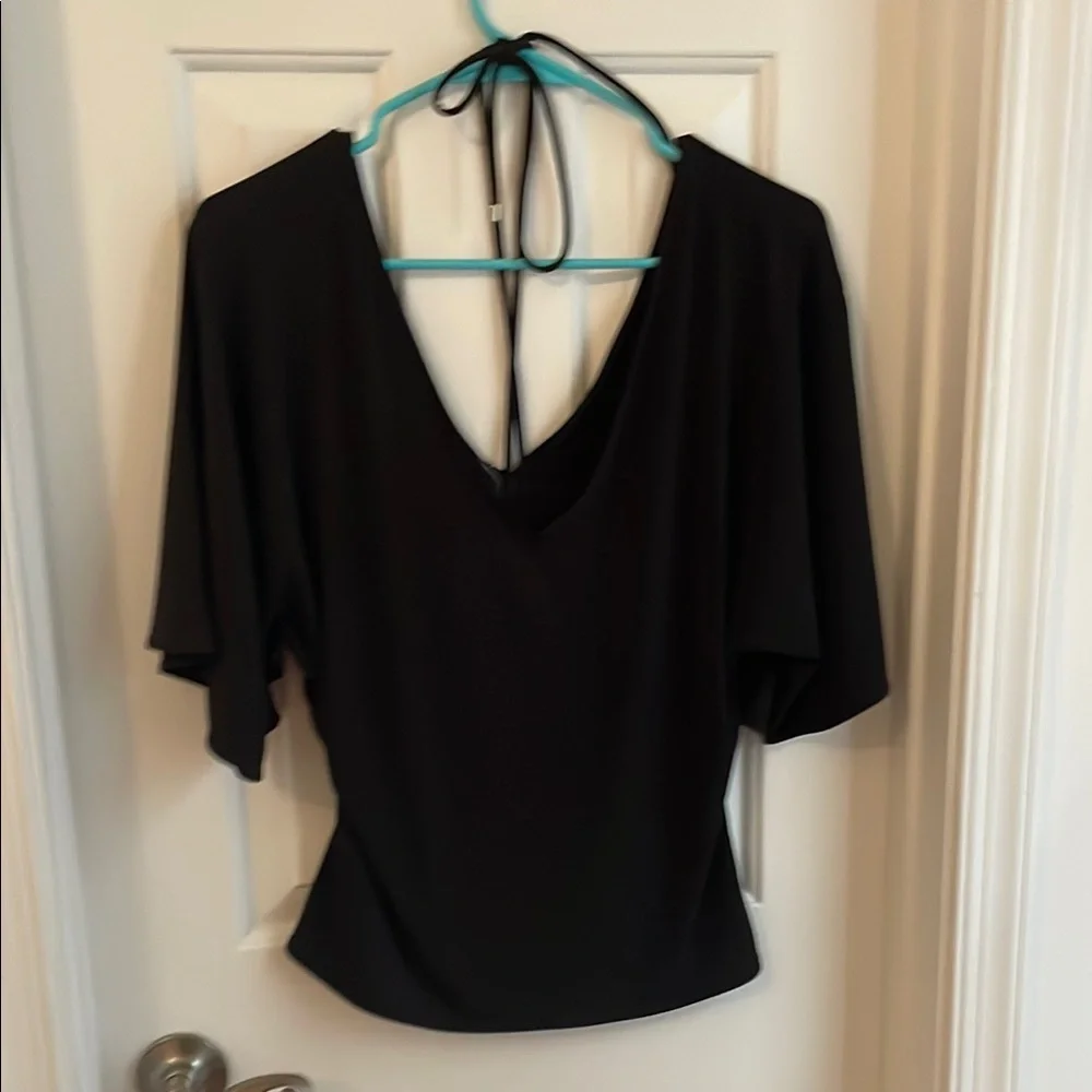 White House Black Market Black Backless Ruched Top - Picture 4 of 4